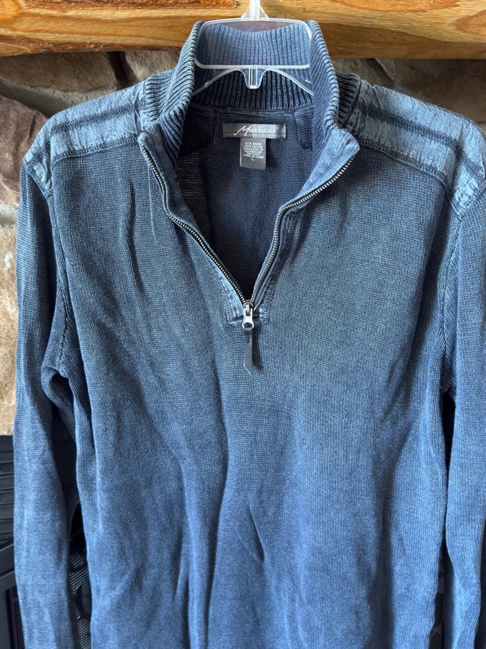 Method Vintage Men's Navy Blue Half-Zip Sweater